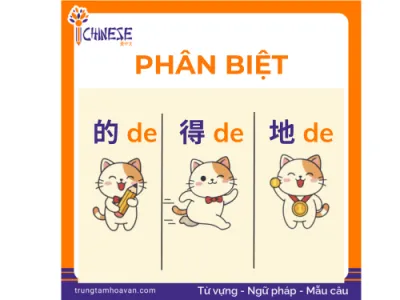 Phân biệt ba trợ từ De: Cách dùng và ví dụ chi tiết.