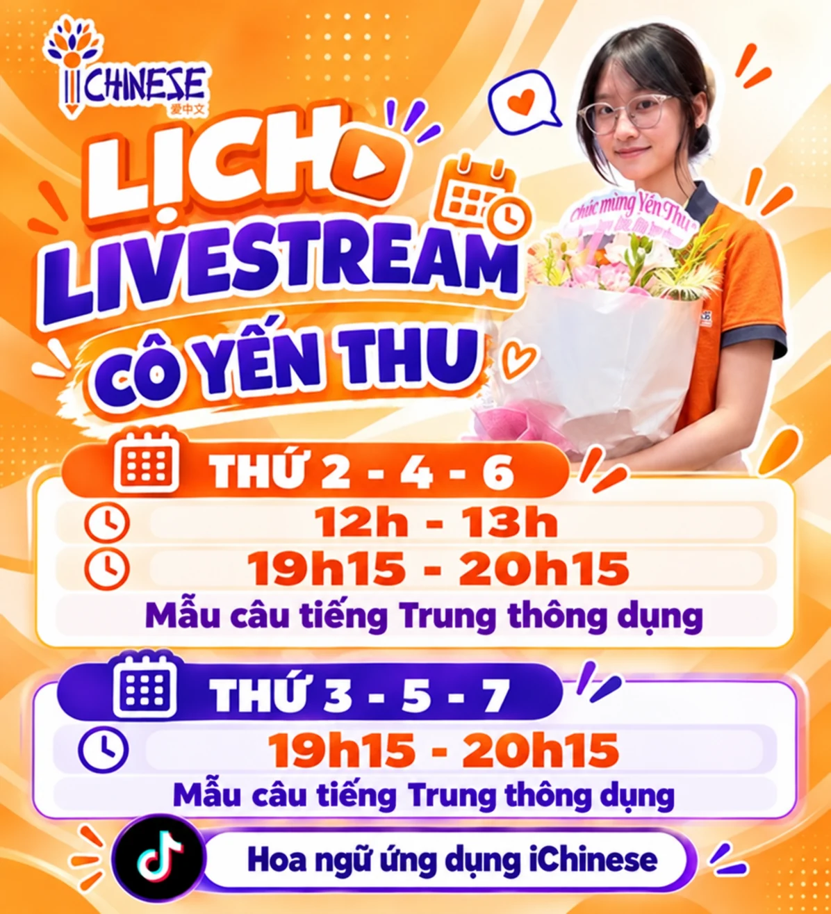 Lịch livestream cô Yến Thu